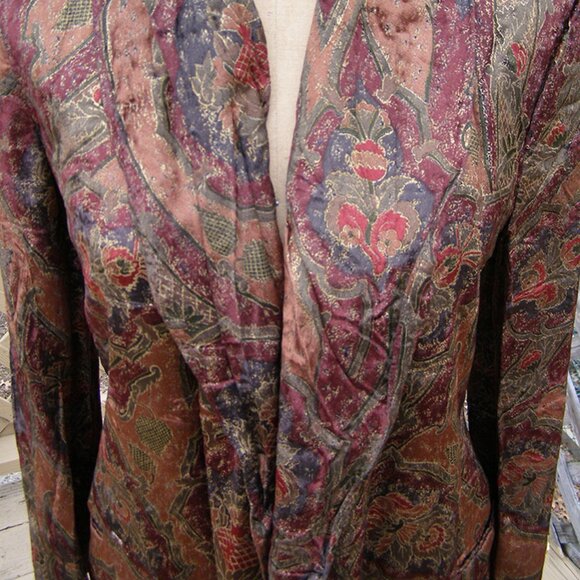 RARE sz 4 Vintage GENNY 1980s Gianni Versace designed Velvet Earthtone Blazer - Picture 2 of 13
